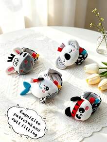 1pc Cartoon Baby Wristband, Unisex, Built-In Bell And Crinkle Paper, Baby Early Education Soothing Toy, Suitable As Newborn Gift - Multicolor - View 5
