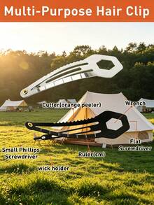 Jepit Rambut Multifungsi Tahan Lama untuk Luar Ruangan, Desain Baru, Penggaris, Pemotong, dan Obeng Terintegrasi, Alat EDC (Everyday Carry) untuk Bertahan Hidup dari Baja Tahan Karat, Alat Saku Portabel untuk Perjalanan, Gantungan Kunci, Hadiah Liburan yang Sempurna - MultiWarna - View 6