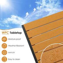 Garden Table 75x75cm, Weatherproof WPC Square Patio Table With Aluminium Frame, Rustproof Lightweight Outdoor Bistro Table For Garden, Balcony, Deck - Black + Teak - View 4