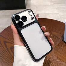 Luxury Transparent Matte Phone Case For IPhone 17 Pro Max 16 15 14 13 12 11 Plus 17e 16e, Lens Protection, Metallic Edge Protective Shell - Black - View 5