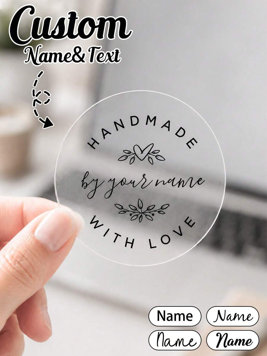 Custom Transparent Round Stickers, Personalized Logo Labels, Minimalist Packaging Decor, Customized Thank You Seal Stickers, Customizable Business Labels, Gift Wrapping, Wedding Favors, Small Business Packaging, Birthday, Personalized Stickers - Style a - View 1