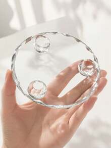 1pc Crystal Glass Jewelry Tray, Round Lace Diamond Cut Craft Display Plate, Multi-Purpose Crystal Glass Base, Suitable For Women's Storage And Organization, Room Decor, Back To School Dorm Storage, Perfume Dish, Accessory Board, Jewelry Dish, Tray - Multicolor - View 3