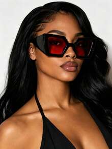 1 Pair Fashion Women's Glasses, Large Frame Design, Wide Temples, Versatile, Suitable For Street Photography, Outdoor Travel, Beach Vacation, Music Festival And Other Occasions - Multicolor - View 2