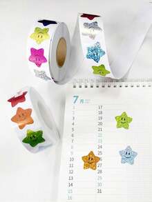 500pcs/Roll Shiny Foil Star Stickers In 8 Colors, Self-Adhesive Star Planner Stickers For Students Teachers Reward DIY Decoration, First Day Of School - Multicolor - View 2