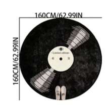 1pc Black Vinyl Record Shaped Faux Cashmere 300g/M² Thick Rug, Plush Carpet, Autumn/Winter Decorative Rug, Bedroom Decor, Small Area Rug, Home Decor, Living Room Rug, Living Room Small Rug, Bedroom Carpet - Multicolor - View 12