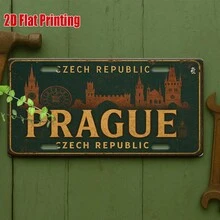 1pc Prague Gothic Cityscape Metal Sign | 2D Flat Print. For Decoration Only, Wall Hanging, Perfect For Cafes, Attic Studios, Reading Rooms, Poetry Bars, Gift For Romantics And Writers, (Random Style) - A - View 3