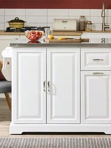 SoBuy | Kitchen Trolley With Foldable Extension | Kitchen Cart With 2 Drawers | Kitchen Cabinet MDF For Small Spaces | 107*71*91 Cm - 白色 - 查看 7