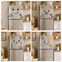 Cute Black Cartoon Refrigerator Sticker,Self-Adhesive Fridge Decal, Kitchen Wall Sticker For Home Decoration, Birthday Graduation Festival Decor Gift,Removable Vinyl Cute Stickers For Home Cabinet Appliance DIY Decoration - Smile Line - View 6