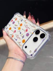 1pc Colorful Daisy Print Phone Case | Four-Corner Anti-Drop Protective Case - Compatible With IPhone 17 Pro, 16e, 16 Pro, 15 Pro, 14, 13, 12, 11, XR, XS Max; Compatible With Galaxy S26, S25, S24, S23, A16, A35/A25, A57; Compatible With Pixel 10, 9, 8, 7; Compatible With G85; Compatible With Infinix Hot 50 Pro+. A Refreshing Summer Accessory, Perfect As A Gift For Friends Or Yourself. - Clear - View 3