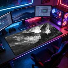 1pc Extra Large Black & White Cloud Sea Wing Silhouette Pattern Mouse Pad, Soft Cloth Keyboard Mat With Anti-Slip Rubber Base And Stitched Edges. Dark Epic Cloud Mist Wing Oil Painting Aesthetic Keyboard Mat With Anti-Slip Rubber Base And Stitched Edges, Suitable For Gaming, Home Office And Study Scenarios. - View 10