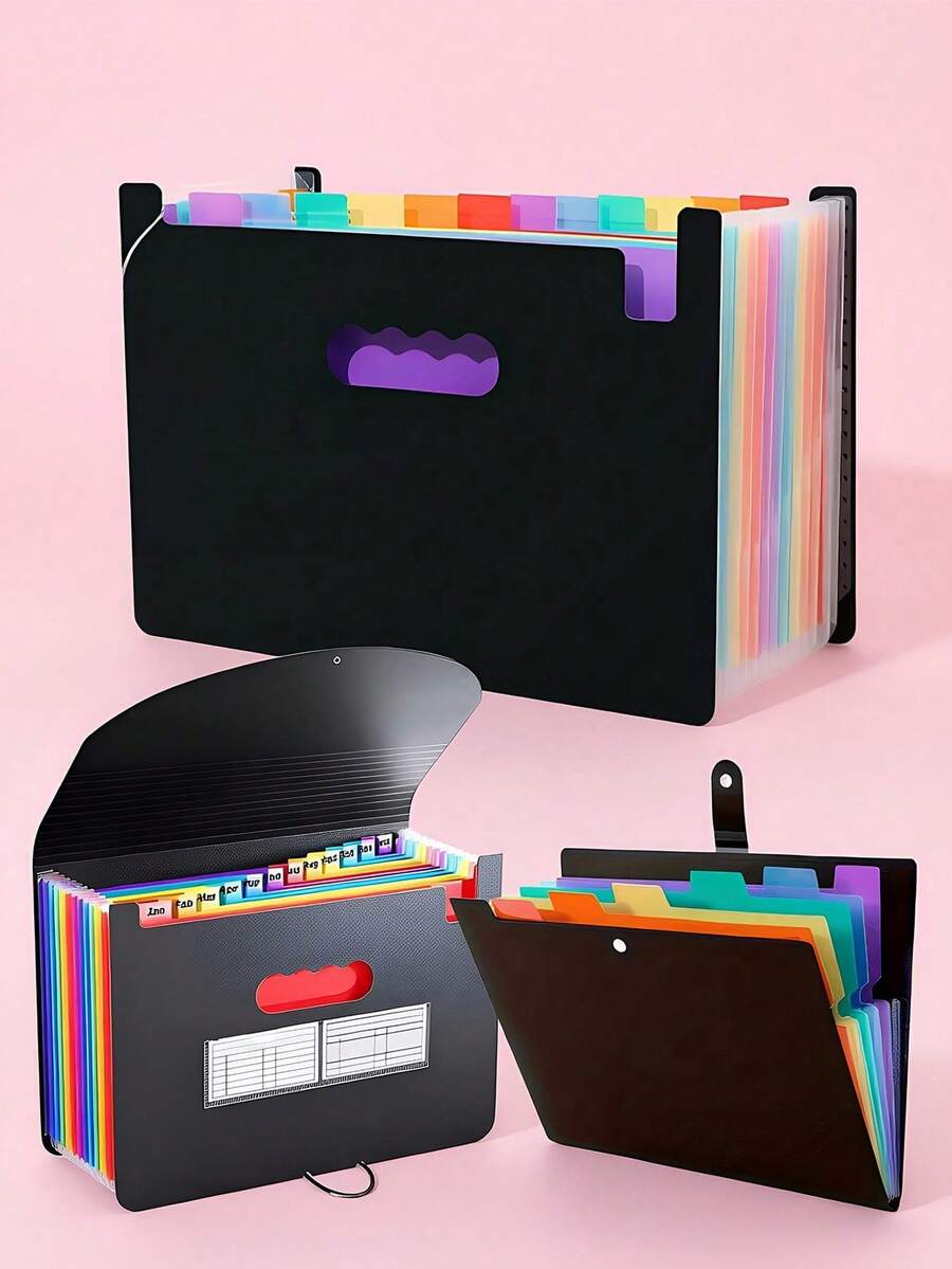 24/13/7 Compartment Expanding File Organizer - Foldable Portable Accordion Style File Folder With Durable Cover, For Storing Documents And Art Supplies - Multicolor - View 1