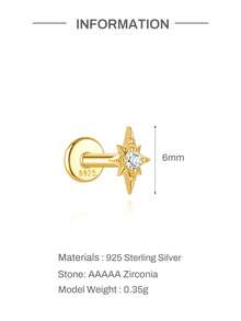 1Pc 925 Sterling Silver Gold Plated Hoop Earring Ear Cartilage Nose Rings Piercing Hypoallergenic Jewelry For Birthday Wedding Bridal Gift Men Women - Gold - View 22