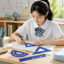 4-In-1 Metal Ruler Set: Protractor, Triangle Ruler, Geometry Set For Students, Measuring Tools, Angle Ruler, Aluminum Alloy Drawing Set - 4-in-1 - View 2