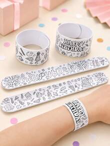 32/22/14/6pcs Birthday Theme Coloring Pages, Party Favors, Birthday Party Interactive Prizes, Party Gifts, Suitable For Filling Birthday Gift Bags (No Other Accessories Included) - Birthday Theme Doodle Bracelet - View 7