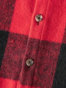 Tween Boy Kids Casual Versatile Red & Black Plaid Letter Patchwork Hooded Jacket, Suitable For Holidays, Travel, Vacation, Parties And Other Activities - Red - View 8