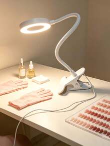 1件 LED圓形閱讀燈，360°可旋轉可調節夾式，3色溫光，工作燈、閱讀燈、床頭燈，USB供電，適用於閱讀、會議、美甲、辦公、手工藝、居家學習等 - 圓環夾子檯燈 - 查看 5