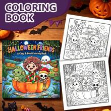 GDTME 2027 New Halloween Pattern Coloring Book, 1 Book 24 Pages 20cm*20cm, Glossy Cover 120g Thick Paper, Skeleton Pumpkin Ghost Halloween Pattern Line Art, Stress Relief Leisure Book, Perfect Halloween Gift For Adult Holiday Art Lovers - Halloween Pattern - View 10
