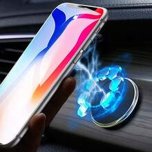 1PC Car Phone Holder - Premium Metal Aluminum Alloy Round Ring Adhesive Strong Magnetic Phone Navigation Mount - Multicolor - View 3