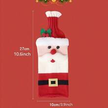 Christmas Holiday Table Decor Style, Knitted Santa Wine Bottle Cover, Festive Red Wine Champagne Bottle Sleeve, Xmas Table Scene Layout Ornament For Restaurant Home Dinner Party Decor, - View 6