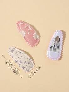 10pcs Striped Solid Color Embroidered Floral Fabric Water Drop Hair Clips, Cute Princess Style Head Accessories For Daily Wear And Photos - Mixed color - View 8