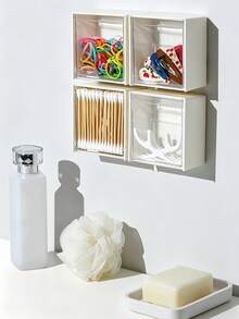 1/3pcs Wall-Mounted Storage Box, Cosmetic Organizer, Jewelry Box, No-Drill Storage Rack, For Organizing And Storing Dental Floss, Hair Ties, Hair Clips, Powder Puffs, Suitable For Home, Dorm, Bathroom Decor And Accessories, Back To School Supplies, Dorm Essentials - Multicolor - View 10