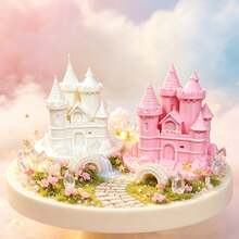 Fantasy Castle Desktop Statue, Minimalist Desktop Ornament, Suitable For Study, Office, Home Desktop Placement Art Decor Craft Gift, Perfect Collectible And Holiday Gift Statue Ornament - pink 1pc - View 5
