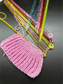 35cm Crystal Clear Acrylic Single Point Crochet Hooks, 4.0-10.0mm 7 Sizes Color-Coded, Transparent Rainbow Smooth Lightweight Plastic Knitting Needles For Autumn/Winter Christmas DIY Handmade Gifts - Plastic Single-piece Sweater Needle - View 1