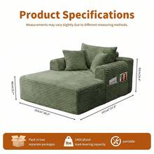 YQzyphyna 40.5'' Boneless Cloud Sofa Bed – Deep Seat Cushion No Assembly Required, Modern Fluffy Loveseat Couch For Living Room & Bedroom,For Small Spaces, Apartment, Movie Night - 綠色 - 查看 2