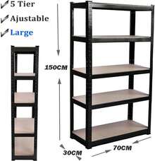 Vandise Heavy Duty 5 Tier Boltless Metal Shelving Unit 875KG Load, Adjustable Garage Storage Rack For Workshop Warehouse, Can Be Split Into 2 Smaller Shelf Units - View 16