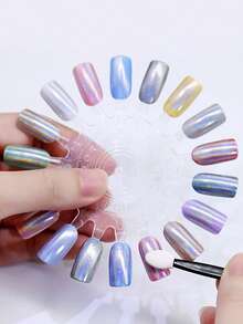10pcs 180 Colors Nail Art Color Palette Oval Nail Shape Practice Finger Round Sunflower Nail Color Sample Sticks Nail Gel Display Color Card Nail Gel Color Display Plate - Multicolor - View 6