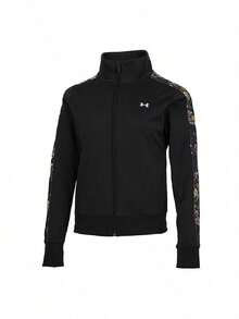 Under Armour Setelan Olahraga Tricot Wanita dengan Motif Samping dan Kerah Tegak, 1365147-005 - Hitam - View 8