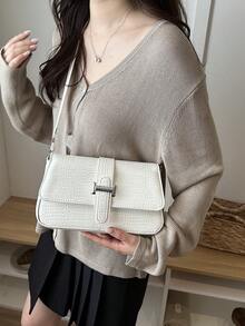 1pc Handbag New Fashion Handbag Joker Cowboy Long Stick Handbag New Advanced Texture Original Shoulder And Underarm Messenger Bag - White - View 2