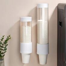 1pc Disposable Cup Holder Automatic Dispenser, No Drilling Required, Wall-Mounted, Desktop, Dust-Proof Paper Cup Rack, Water Dispenser, Home Water Dispenser, Large Capacity Dust-Proof Water Cup Storage Side Rack - Multicolor - View 9