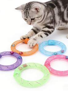 12pcs Random Color Cat Toys, Mesh Cat Self-Entertainment Ring Donut Bell Toy, Kitten Teaser Toy For Boredom Relief, Interactive Toy For Pet And Owner Bonding - View 5