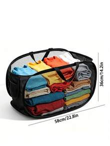 Foldable Laundry Basket With Breathable Mesh For Odor Release And Quick Fold, Large Capacity Storage Bathroom Storage Basket. Mesh Pop Up Laundry Hamper With Side Pocket, Laundry Hamper, Storage Basket, Clothes Hamper, Dirty Clothes Sorter - Multicolor - View 6