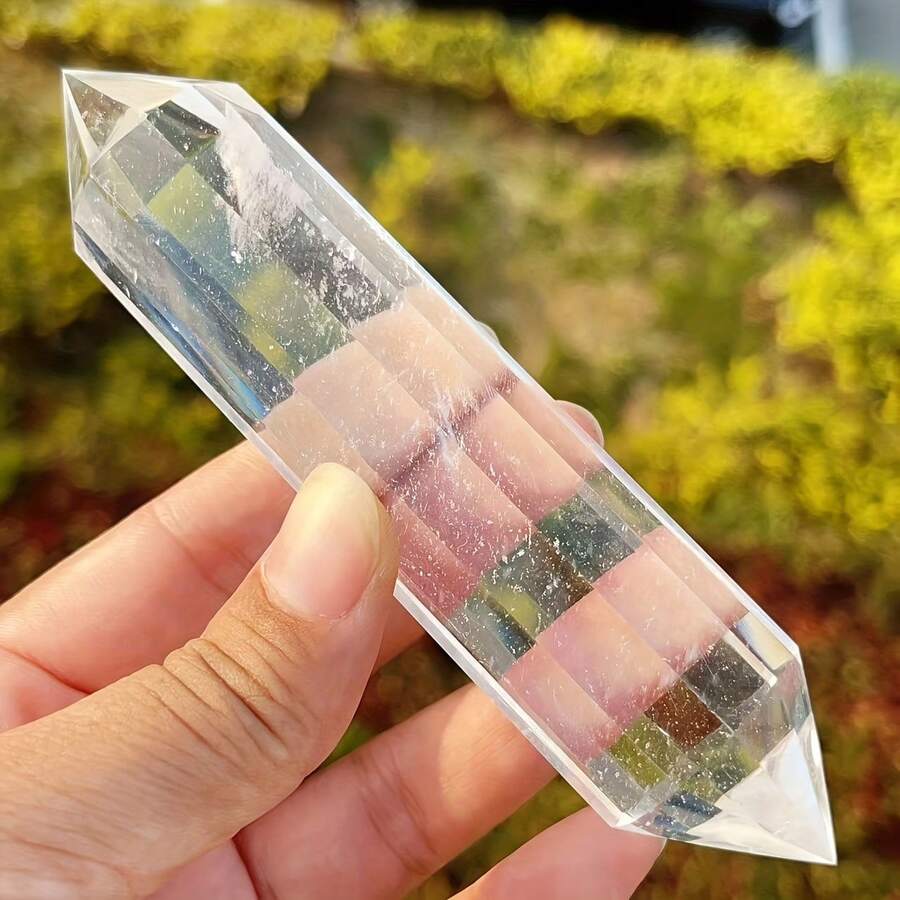 1 buah Pilar Kristal Putih Premium Ujung Ganda, Potongan 12 Sisi, Pemolesan Buatan Tangan Murni, Sempurna untuk Dekorasi Rumah - Pilar kristal putih berujung ganda - View 1