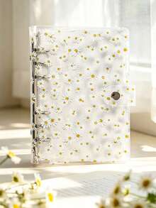1pc A6 Transparent Loose-Leaf Binder, Daisy Snap Button Transparent File Bag, PVC File Protection Bag, Scrapbook Kit, Minimalist Essentials And Folders And File Bags, Office Document Storage Supplies, Photo Card Storage, Scrapbook, Receipt Storage, Notebook Cover, Back To School Supplies, Office Supplies, Library Supplies, Study Supplies, DIY Manual, Sticker Collection, Party Gifts - Daisy - View 10
