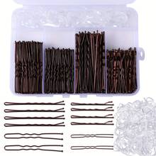 300pcs Hair Accessories Set: Includes Brown Hair Clips (U-Shaped And Straight Metal Hairpins) And Transparent Elastic Hair Ties, With Storage Box, Professional Tools For Creating Updo Hairstyles. - 300 Pcs - View 11