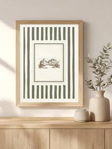 1 pièce Impression d'art croquis d'arbre de pin vintage, impression de paysage de montagne, affiche de forêt à rayures vertes, cadeau de vacances, décoration de Noël, décoration de chambre, décoration de salon, décoration de dortoir, arts muraux, décoration murale, décoration de maison, décoration de chambre, art mural sur canevas, affiches, cadre en option - 1 pièce - Voir 2