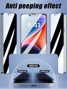 5pcs Anti-Peeping Screen Protector, Tempered Glass Material, High Hardness Anti-Scratch, Anti-Peeping, Waterproof, Phone Accessories, Anti-Fingerprint Residue, Full Coverage Design, Using Premium Adhesive Material, Easy Installation, Compatible With IPhone 17 Pro Max/17 Pro/17Air/17e/17/16e/16 Pro Max/16 Pro/16 Plus/16/15 Pro Max/15 Pro/15 Plus/15/14/13/12 And Other Models. - Black - View 2