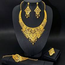 1 Set Luxury Elegant Earrings Necklace Ring Bracelet 5pcs Jewelry Set For Women, Suitable For Bride Wedding Banquet Party - Jewelry Sets - View 1