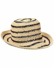 Sombrero de cubo de paja trenzada a rayas Bruno Magli, Talla única, Marrón - Marrón - Ver 4