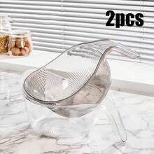 1pc Multifunctional Colander With Handle, 2-In-1 Design, Can Be Used As Vegetable Washing Basket, Rice Washing Basket, Strainer And Fruit Bowl, Suitable For Kitchen Sink, Also Suitable For Washing Rice, Preparing Salad And Draining Noodles - Clear - View 11