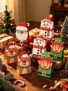 4pcs/1pc Christmas Gift Bag Set - Featuring Santa Claus, Snowman, Reindeer And Elf Patterns; Suitable For Christmas Party Gift Wrapping, Winter Theme Event Party Favors, Christmas Dinner Souvenirs, Etc. - One Size Fits All - View 2