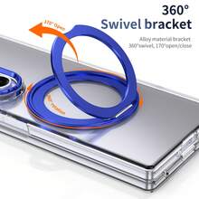 VIETAO 360° Rotating Invisible Stand Transparent Material Phone Case, Compatible With Samsung Galaxy Z Fold 8 Ultra 7 6 5 4 Fold7, With Tempered Glass Screen Protector - Blue - View 2