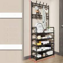 1pc 4-5 Tier Stainless Steel Shoe Rack - Space-Saving, Easy Assembly, Durable Design, Suitable For Entryway And Bedroom, Multi-Functional Hanging Hooks, Ideal Home, Living Room And Dorm Storage Solution, Ample Storage Space - Multicolor - View 4