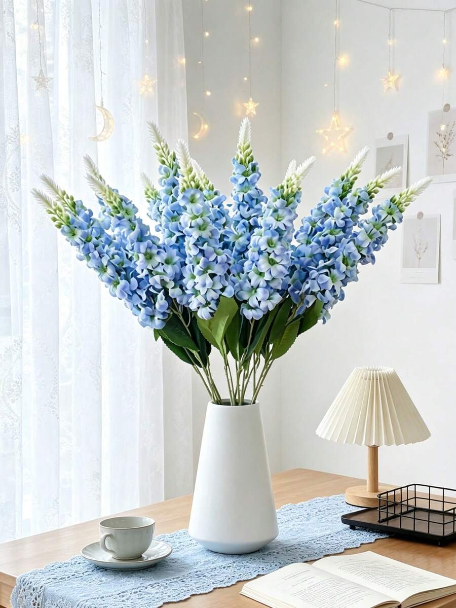 3/6Pcs Artificial Long Stem Hyacinth Fake Flowers, Suitable For Bedroom, Kitchen Decoration, DIY Flower Garlands, Autumn Decoration, Indoor/Outdoor Decoration,Table Decorations,Wedding Decor,Artificial Plants,Back-To-School Gift,Gifts For Women - Light Blue - View 1