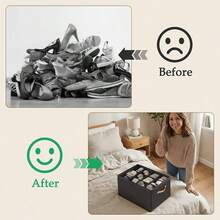 2pcs Closet Shoe Storage Set, Includes 1 Large Shoe Storage Box With Clear Lid And Reinforced Handle, 1 Foldable Storage Box For Boots, High Heels, Sneakers, Flats, Perfect Home Organization Solution - View 6