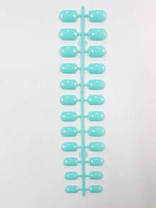 24pcs Mint Green Square Short Classic French Style Full Coverage Nail Tips, Suitable For Party, Date And Daily Wear Nail Supplies Nails - Mint Blue - View 6