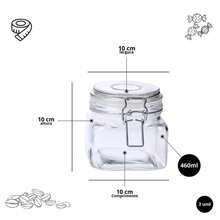 Kit 3 Potes de Vidro Com Trava Sofisticada e Hermético 460ml. - Multicolorido - Visão 6